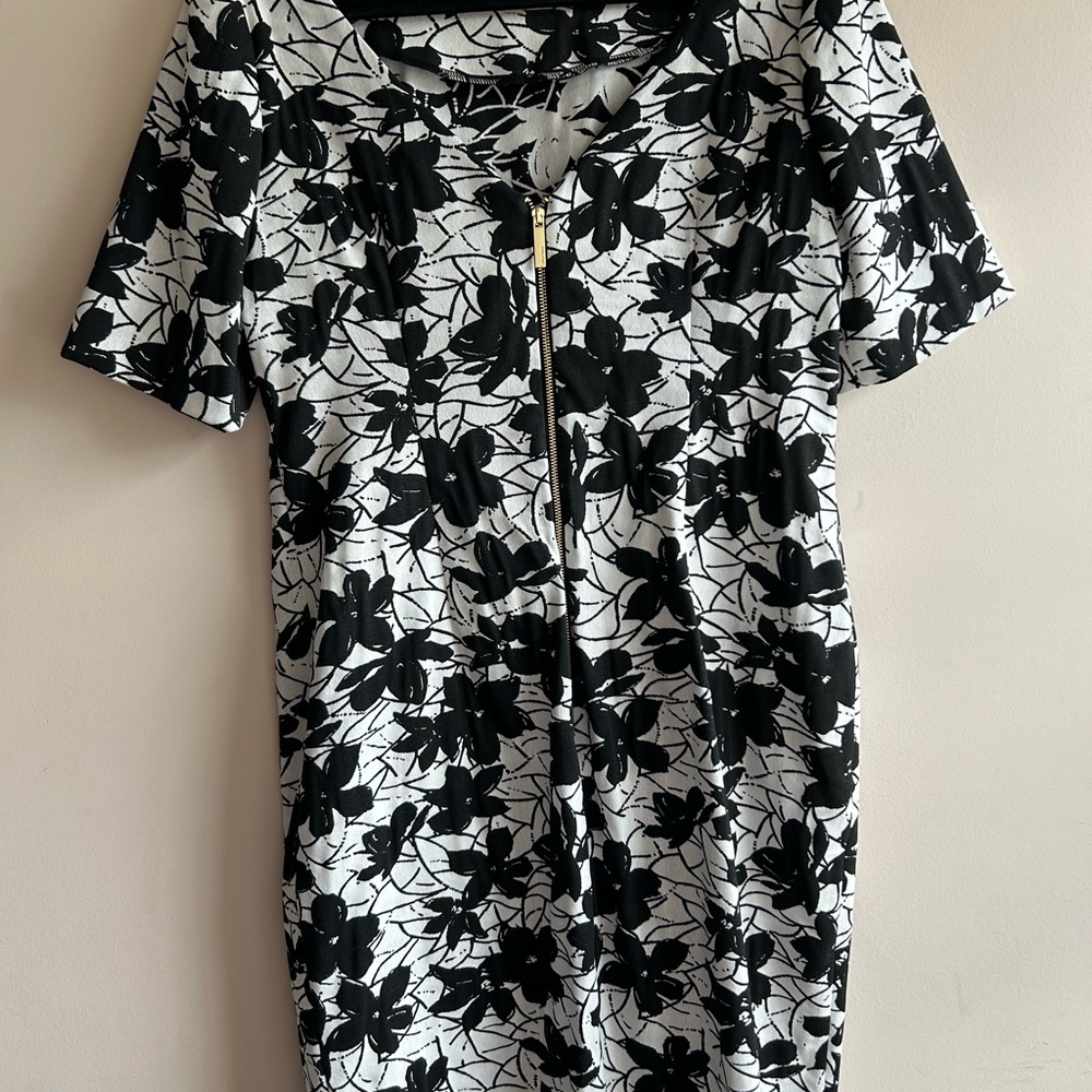 Calvin Klein Black and White Sheath Midi Dress - Picture 2 of 7
